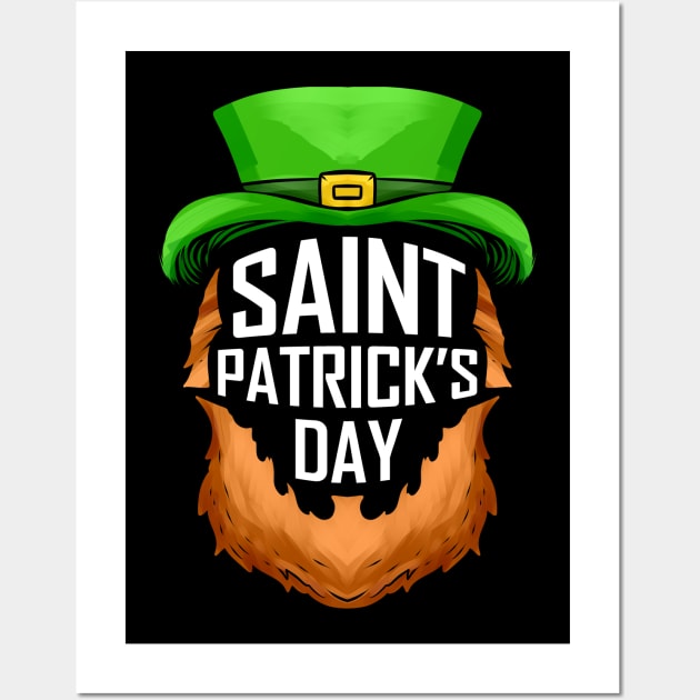 Red Beard And Green Hat Logo For St. Patricks Day Wall Art by SinBle